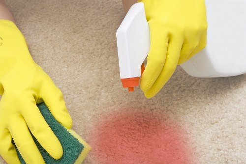 Carpet cleaner preparing equipment with safety measures in place