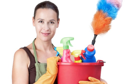Professional carpet cleaners completing a safe final inspection