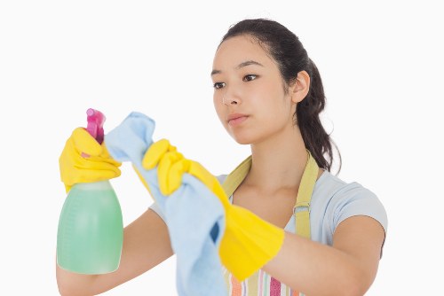 Specialist carpet cleaner treating a stain on a carpet