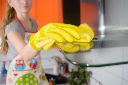 Cleaner removing grease from a built-in oven in KT6