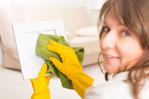 Upholstery cleaning process for a fabric sofa in KT6